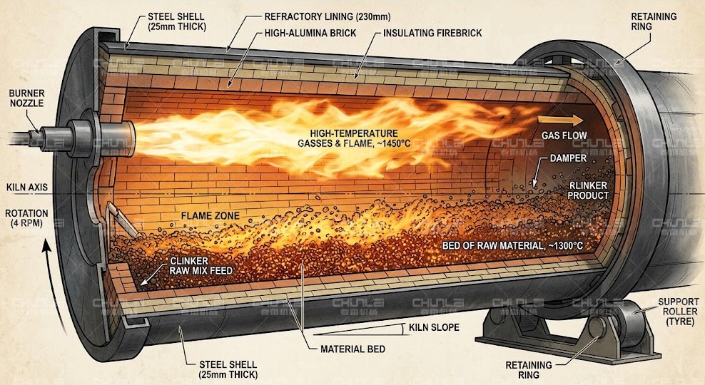 Rotary-kiln-refractory-lining-protecting-the-kiln-shell