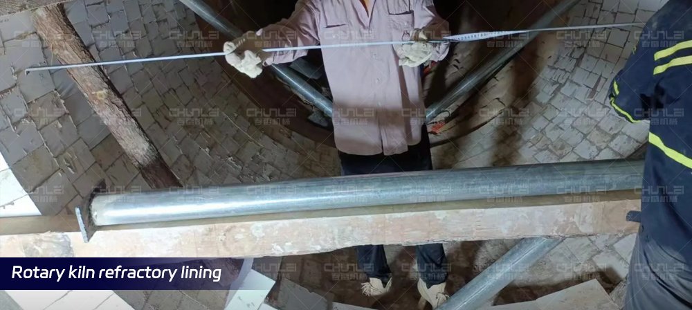 High-temperature-resistant-refractory-brick-lining-installed-inside-a-rotary-kiln